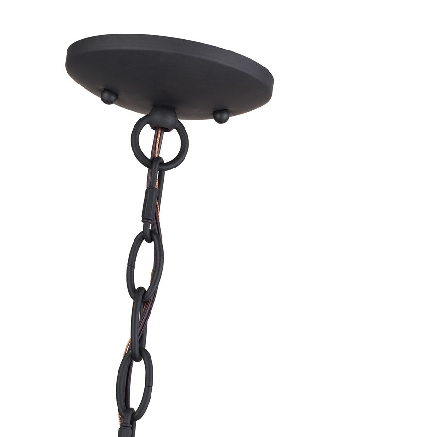 Livex Laurelin 6Lt Chandelier, Bronze/Rustic Walnut Rattan Column