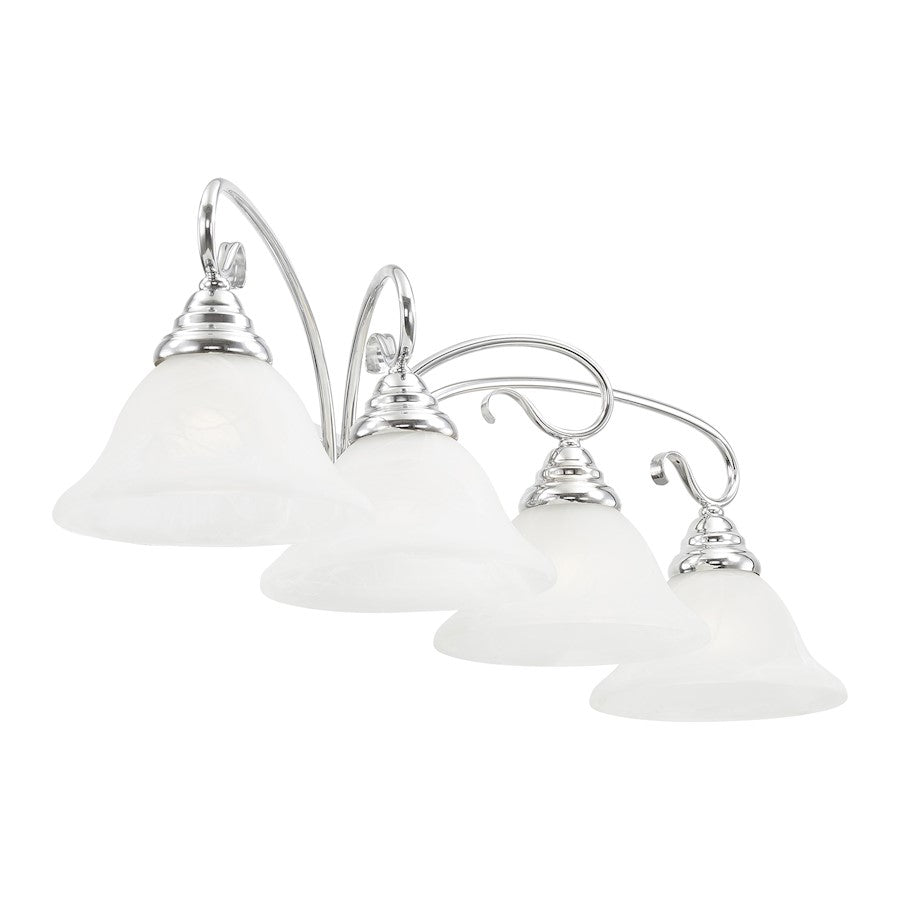 Livex Lighting Coronado 36in 4-Light Vanity Light | Traditional Chrome and White Alabaster Glass | Bathroom & Powder Room | Model 6104-05