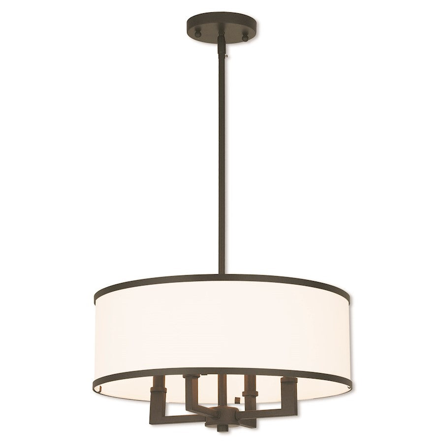 Livex Park Ridge 4 Light Pendant, Bronze/Off-White Hardback