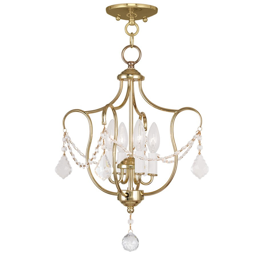 Livex Chesterfield 4 Light Convertible Chain Hang/Ceiling Mount, Brass