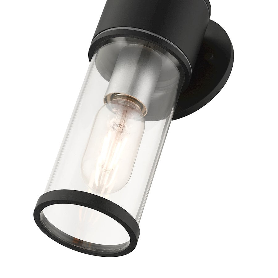 Livex Atlantic 1 Lt Outdoor Small ADA Wall Lantern, Black/Silver