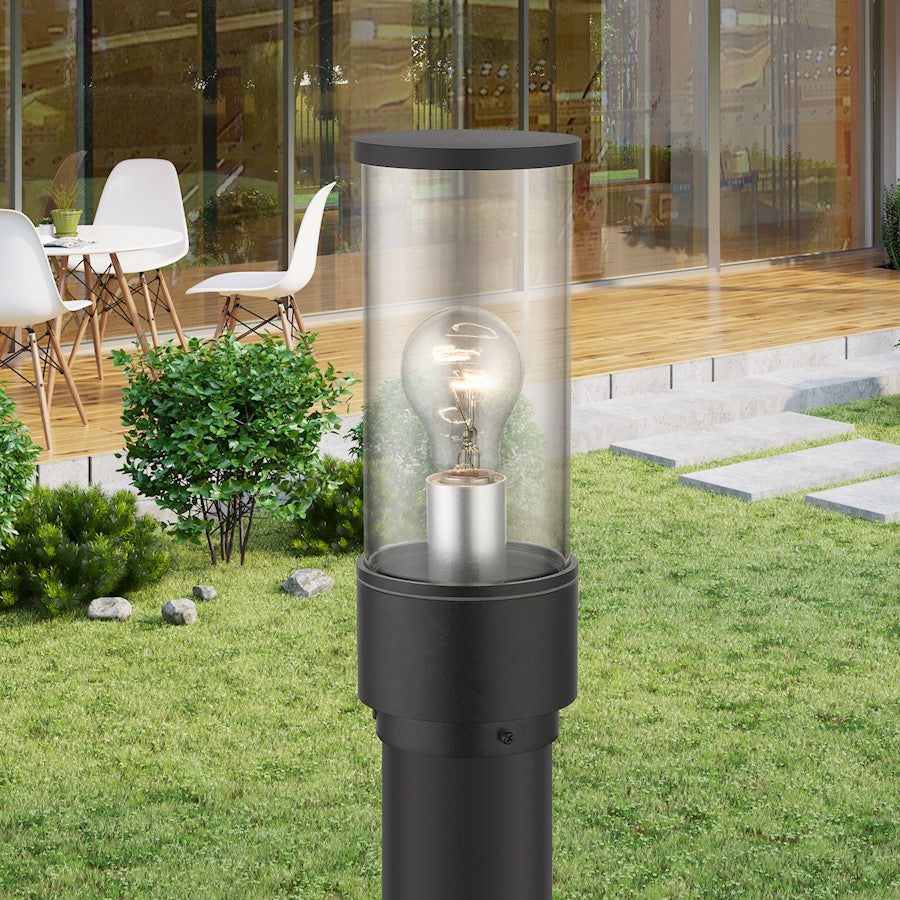 Livex Atlantic 1 Lt Outdoor Medium Post Top Lantern, Black/Silver