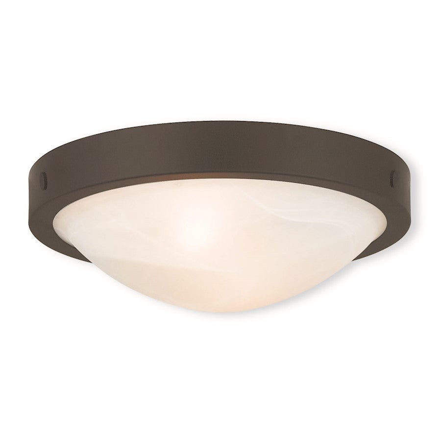 Livex New Brighton 12.25" 2 Light Ceiling Mount, Bronze/Alabaster