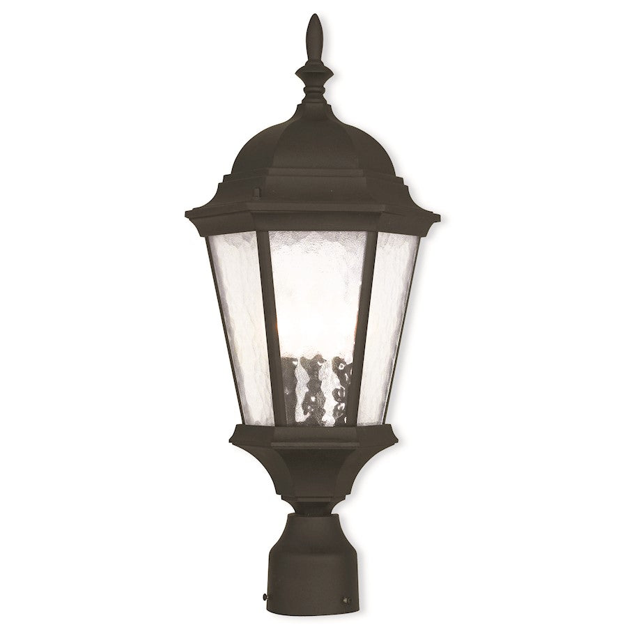 Livex Hamilton 21" 3 Light Post Top Lantern, Black/Clear Water