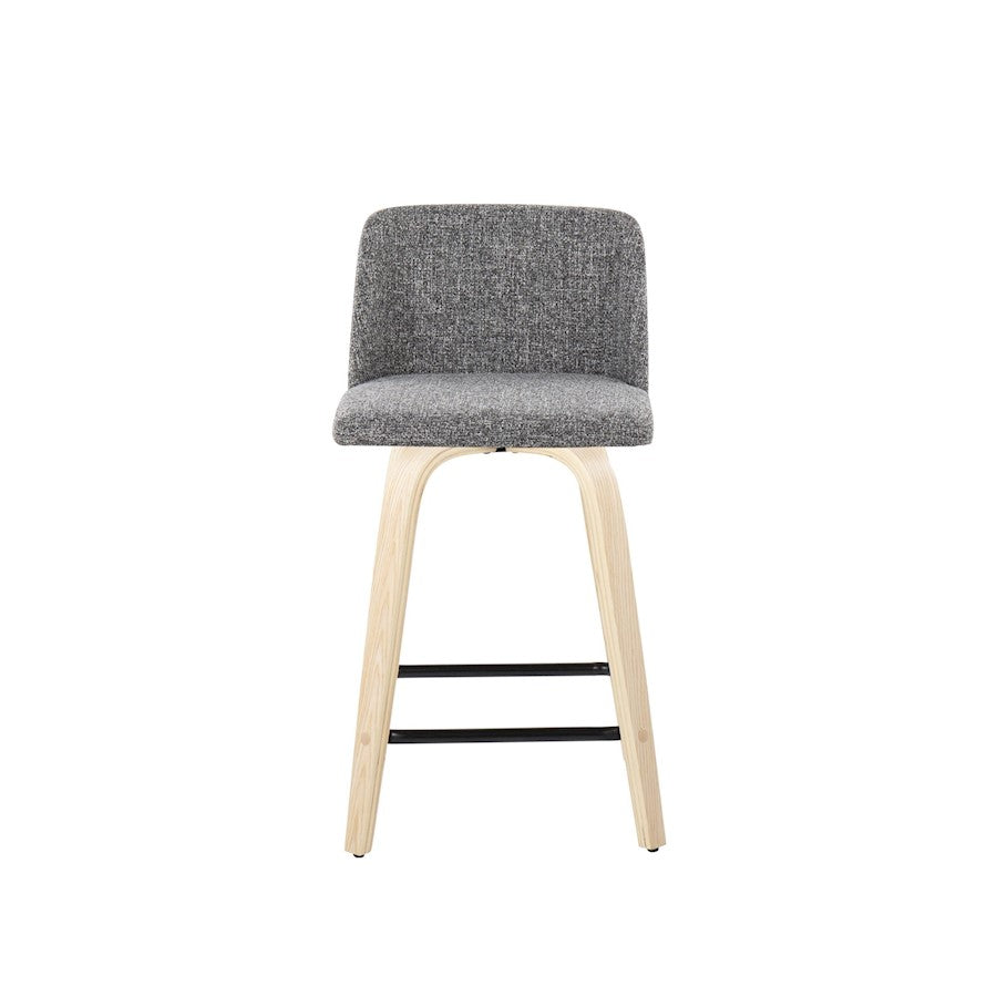 LumiSource Toriano 24in Counter Stool Set of 2 | Natural Wood & Cream Fabric with Chrome Footrest | Kitchen Island | Model B24-TRNO-GRTZS2NANCR2