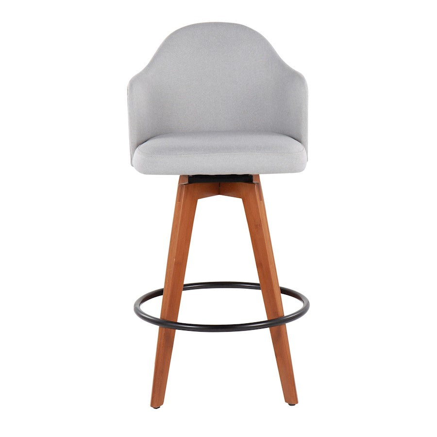 LumiSource Ahoy Counter Stool Set/2 | Walnut Bamboo, Light Grey Fabric, Black Metal | Kitchen Island & Bar Seating | Model B26-AHOYUP2-QWLLGY2