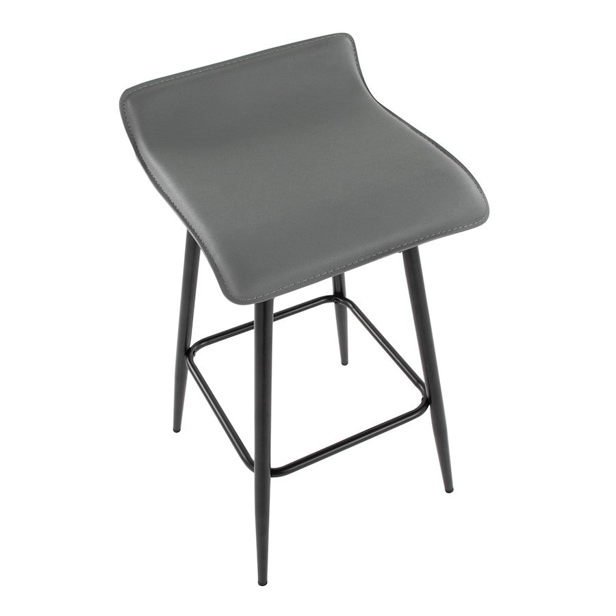 LumiSource Ale Counter Stool Set of 2 | Contemporary Black Steel & Grey PU | Kitchen Island & Bar Seating | Model B26-ALEBKDGY2