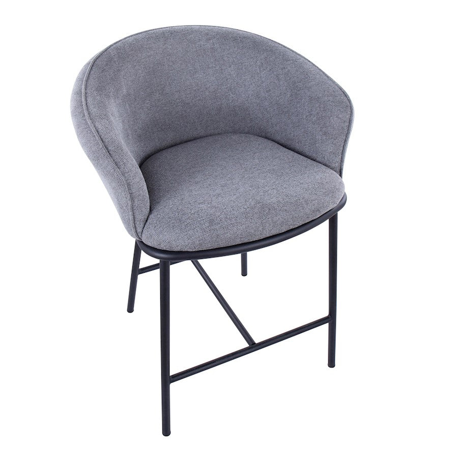 LumiSource Ashland Counter Stool Set/2 | Contemporary Black Steel & Grey Fabric | Kitchen Island & Bar Seating | Model B26-ASHLAND2BKGY2