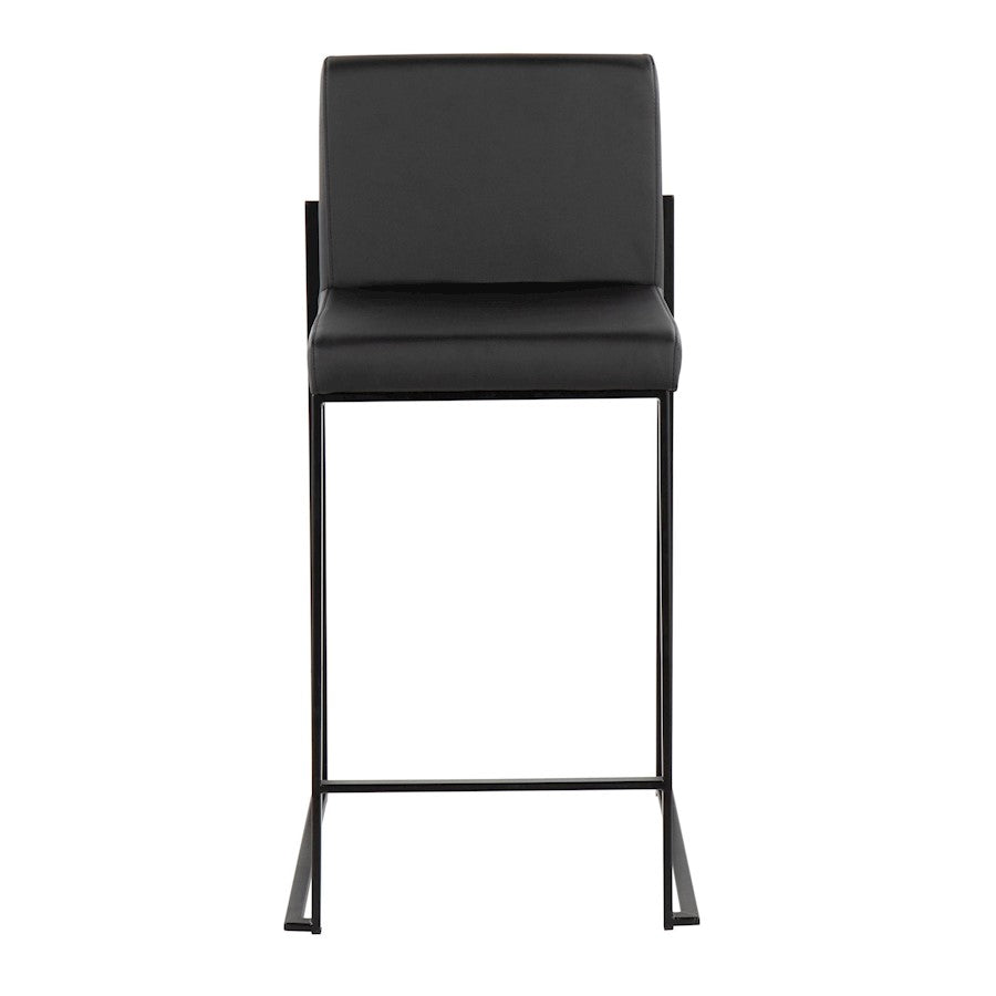LumiSource Fuji High Back Counter Stool Set of 2 | Contemporary Black Steel and Black PU | Kitchen Island & Bar Seating | Model B26-FUJIHBBKBK2