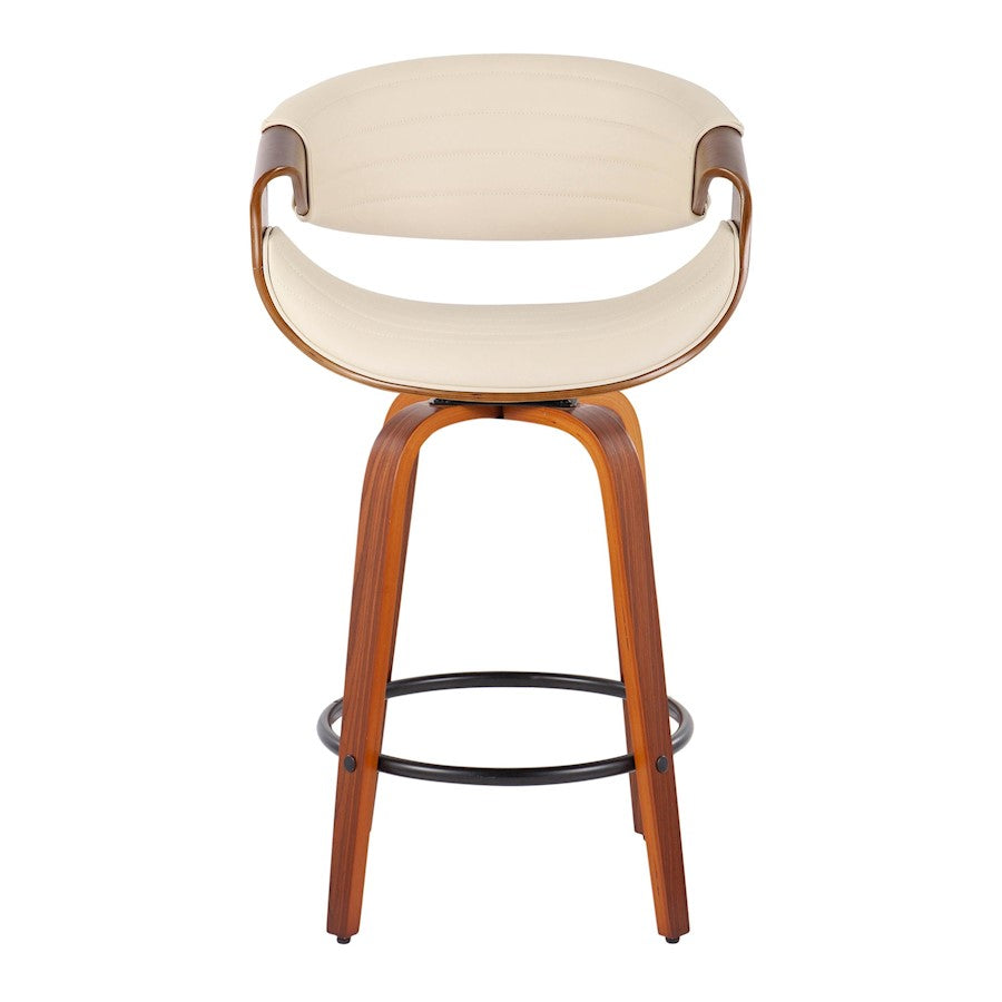 LumiSource Symphony Counter Stool (Set of 2) | Mid-Century Walnut Bentwood, Cream PU & Black Metal | Kitchen Island & Bar | Model B26-SYMP2-SWVQWLCR2