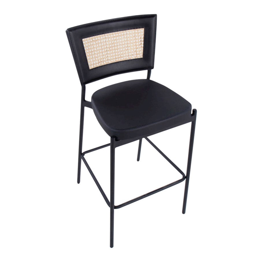 LumiSource Tania Rattan Bar Stool (Set of 2) | Contemporary Black Metal & Rattan Accent | Home Bar & Kitchen Counter | Model B29-RTNTANIABKBK2