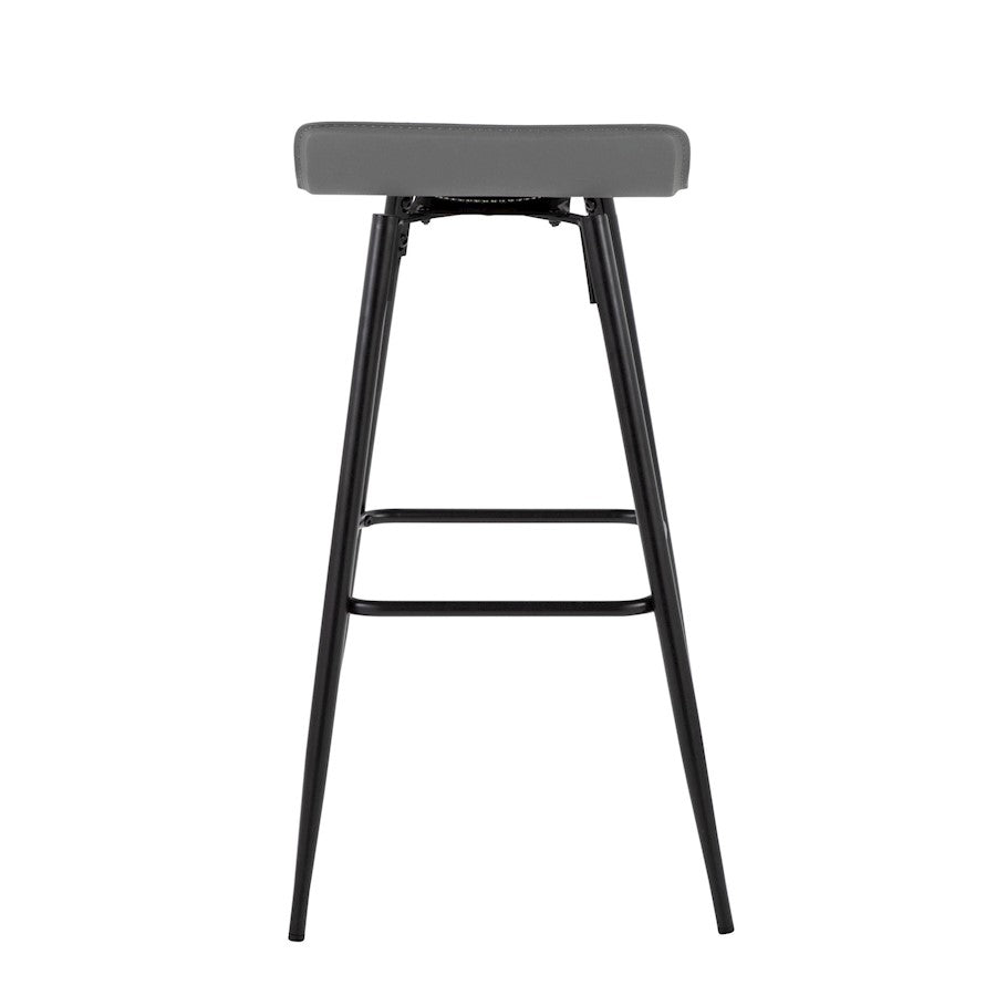LumiSource Ale Bar Stool (Set of 2) | Contemporary Black Steel & Grey PU | Kitchen Bar & Dining Counter Seating | 29.5in Seat | Model B30-ALEBKDGY2
