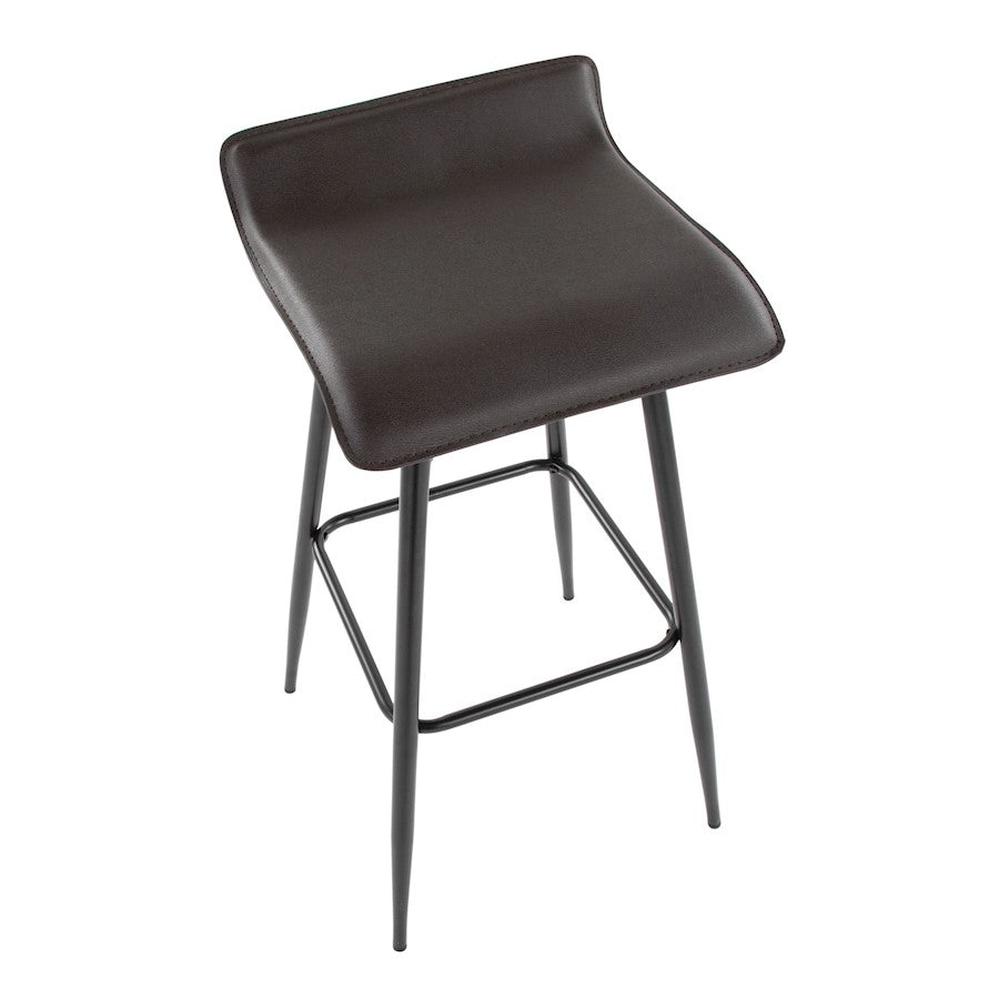 LumiSource Ale Bar Stool (Set of 2) | Contemporary Black Steel & Espresso PU | Kitchen Bar & Dining Counter Seating | 29.5in Seat | Model B30-ALEBKE2