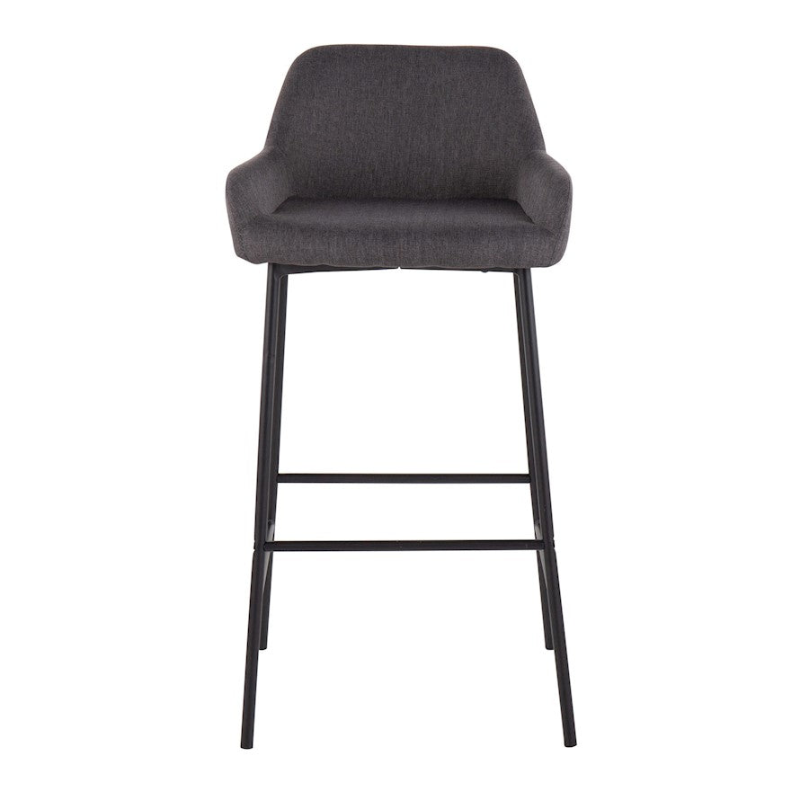 LumiSource Daniella 30in Bar Stool Set of 2 | Industrial Black Metal and Charcoal Fabric | Kitchen Island & Bar Seating | Model B30-DNLA2BKCHAR2