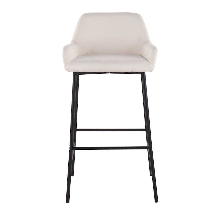 LumiSource Daniella 30in Bar Stool Set of 2 | Industrial Black Metal and Cream Fabric | Kitchen Island & Bar Seating | Model B30-DNLA2BKCR2