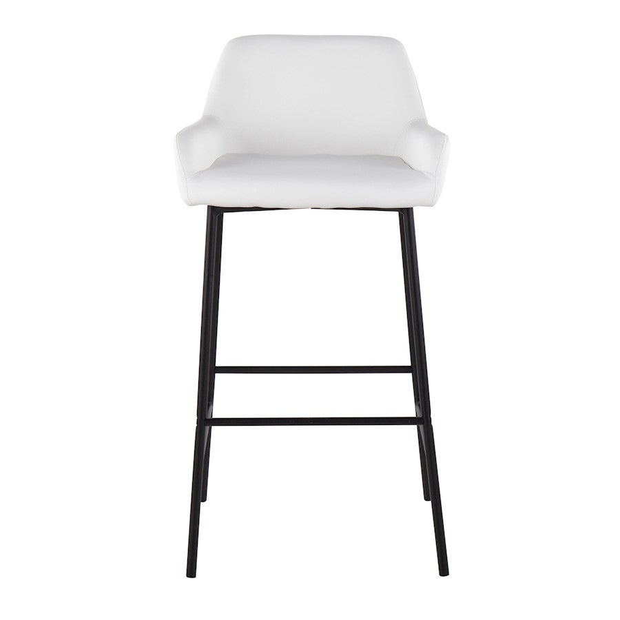 LumiSource Daniella 30in Bar Stool Set of 2 | Industrial Black Metal and White PU | Kitchen Island & Home Bar Seating | Model B30-DNLA2BKPUW2