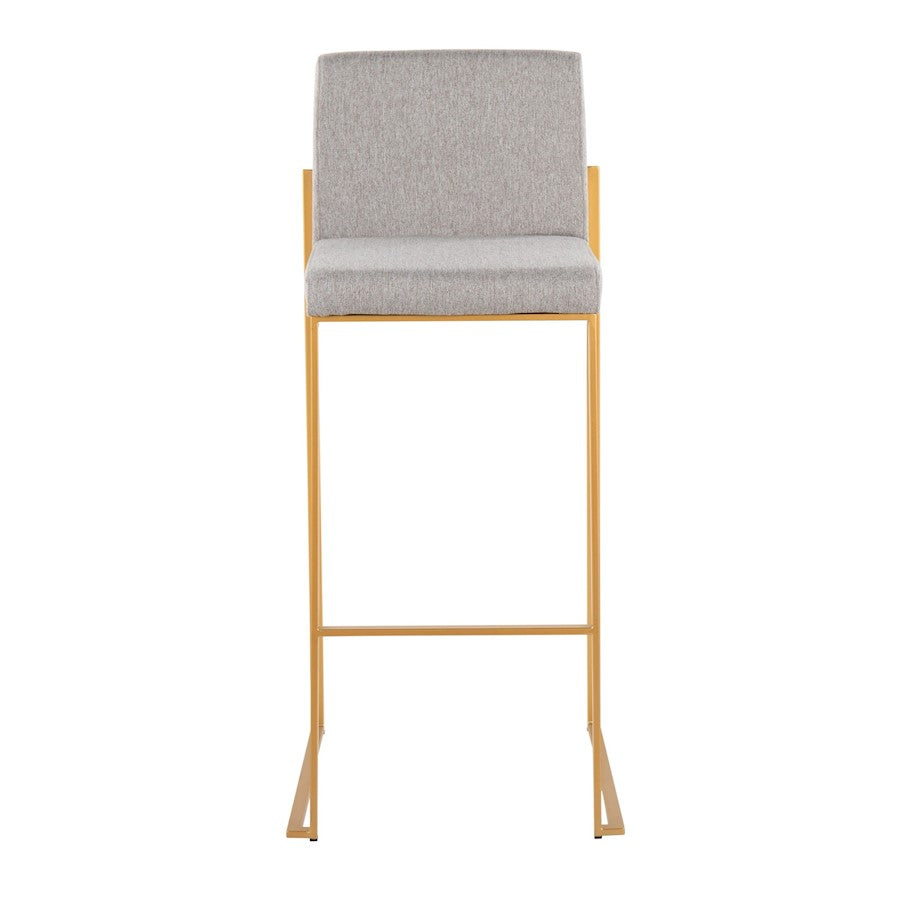 LumiSource Fuji High Back Barstool Set of 2 | Gold Steel Frame & Grey Fabric | Kitchen Island & Bar Seating | Model B30-FUJIHBAUFGY2