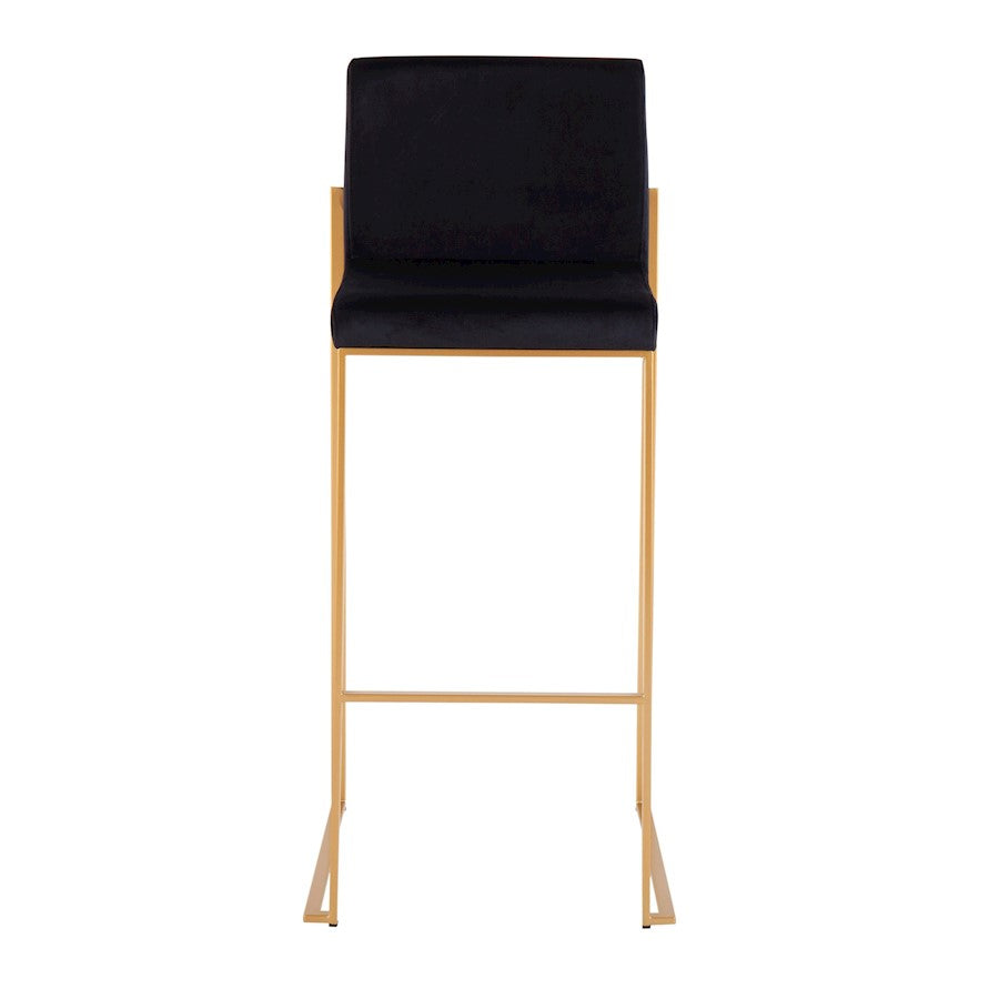 LumiSource Fuji High Back Barstool Set of 2 | Gold Steel and Black Velvet | Kitchen Island & Bar Seating | 40.5in H, 31in | Model B30-FUJIHBAUVBK2