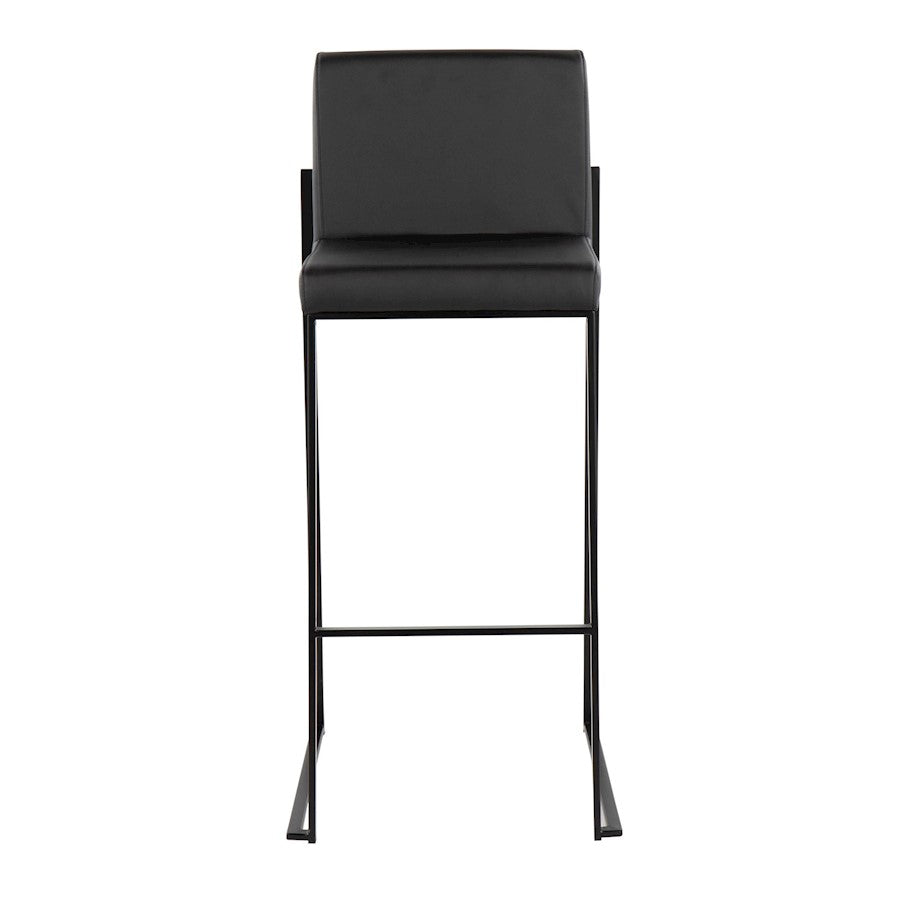 LumiSource Fuji High Back Barstool Set of 2 | Black Steel and Black PU | Kitchen Island & Bar Seating | 40.5in H, 31in Seat | Model B30-FUJIHBBKBK2