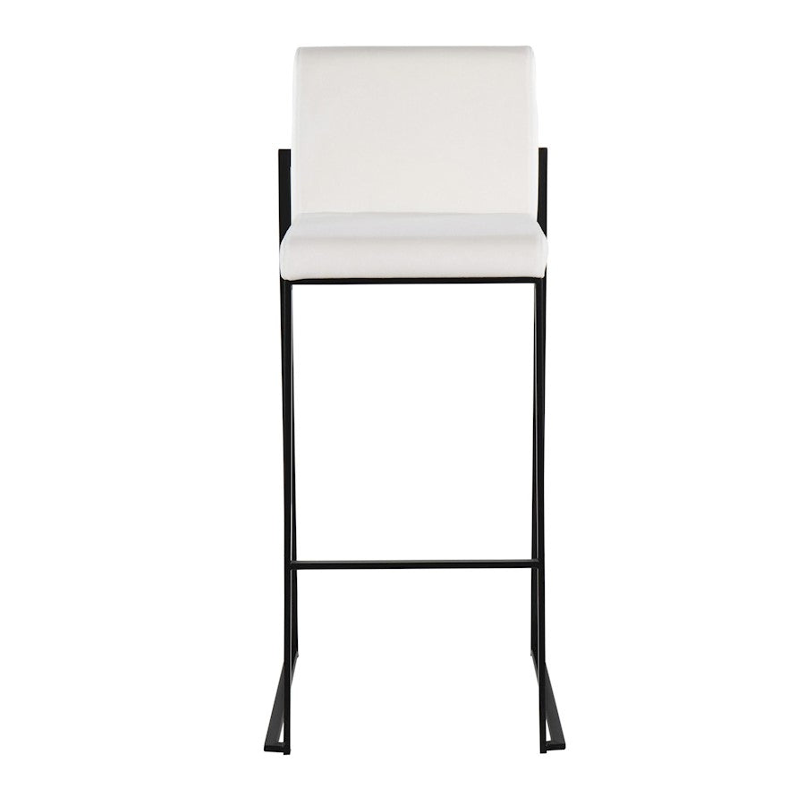 LumiSource Fuji High Back Barstool Set of 2 | Black Steel Frame and White Velvet Upholstery | Kitchen Island & Home Bar | Model B30-FUJIHBBKVW2