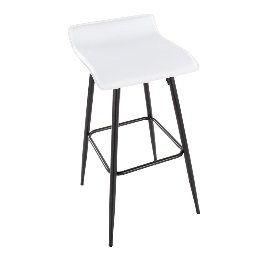 LumiSource Ale 32.5in Barstool | Contemporary Black Steel and White PU Leather | Kitchen Island & Home Bar Seating | Model B30-HY-ALEBKW2