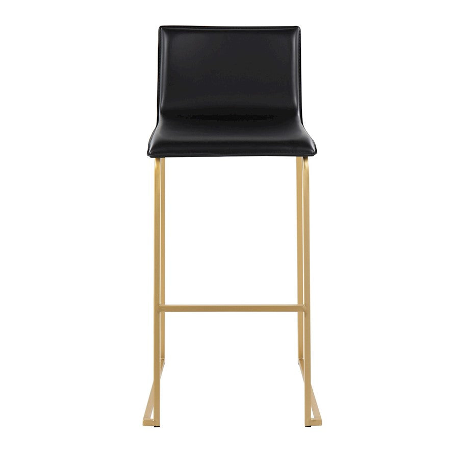 LumiSource Mara 39.25in Barstool | Contemporary Gold Steel and Black PU Leather | Kitchen Island & Dining Area Seating | Model B30-MARAUPAUBK2