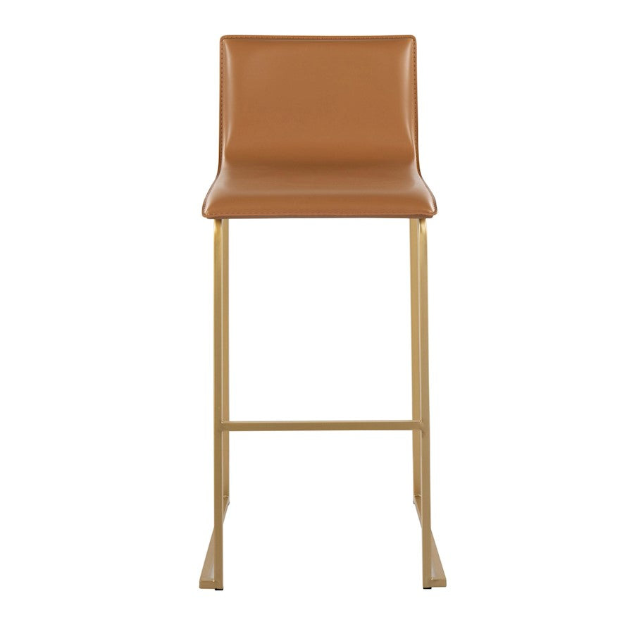 LumiSource Mara 39.25in Barstool | Contemporary Gold Steel and Camel PU Leather | Kitchen Island & Dining Area Seating | Model B30-MARAUPAUCAM2