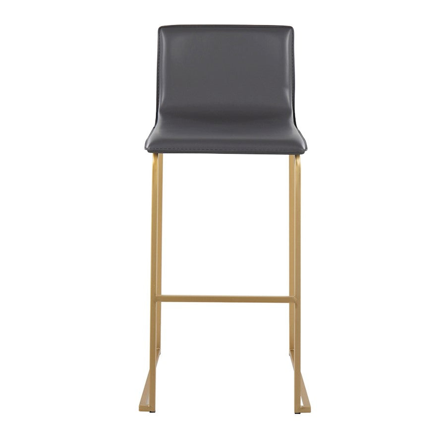 LumiSource Mara 29.25in Barstool Set of 2 | Contemporary Gold Steel and Grey PU | Kitchen Island & Dining Room | Model B30-MARAUPAUGY2