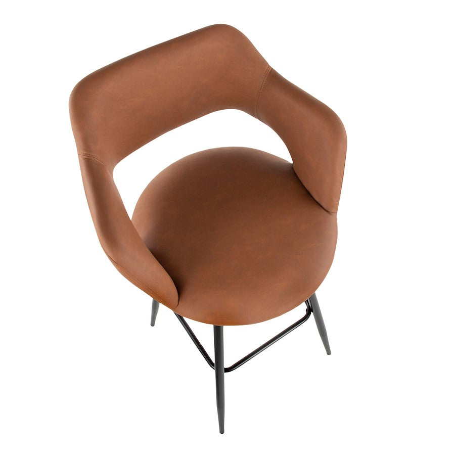 LumiSource Margarite 29in Barstool Set of 2 | Contemporary Black Metal and Brown PU | Kitchen Island & Dining Room | Model B30-MARGBK-BN2
