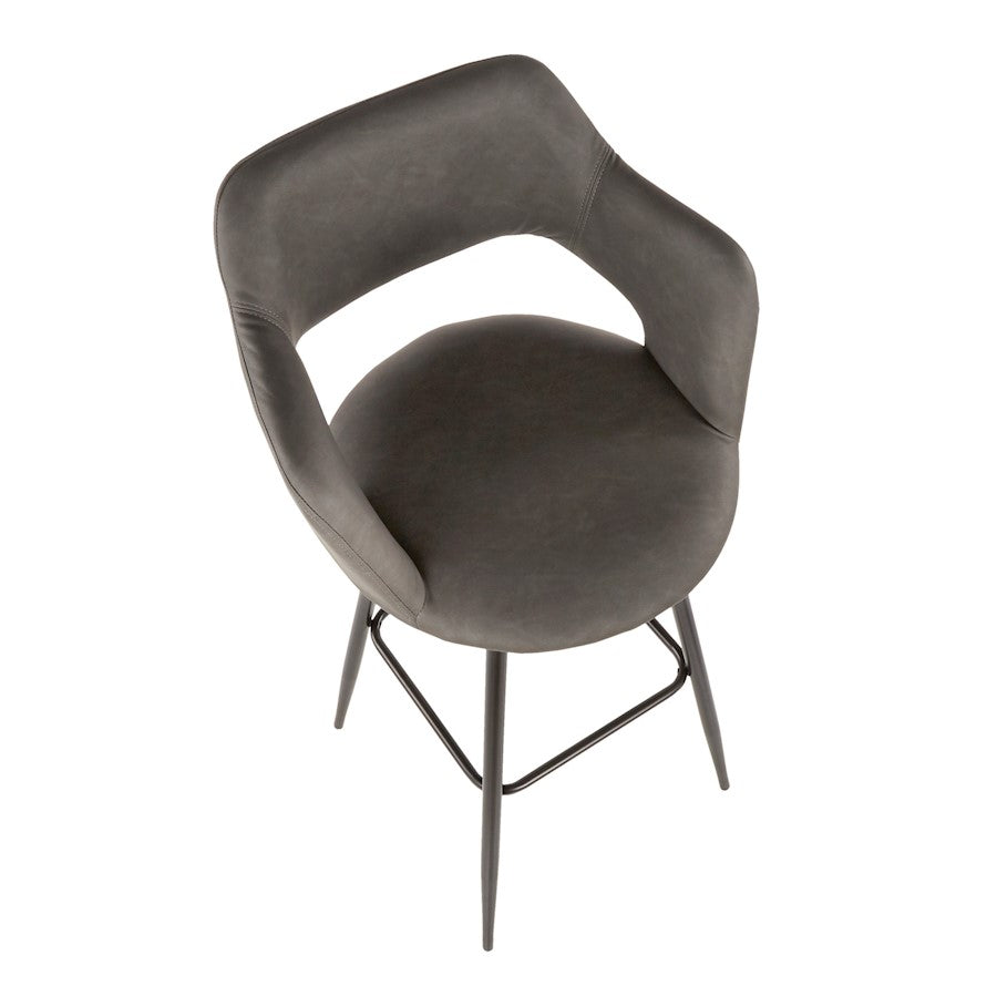 LumiSource Margarite 40in Barstool Set of 2 | Contemporary Black Metal and Grey PU Leather | Kitchen Island & Bar Seating | Model B30-MARGBK-GY2
