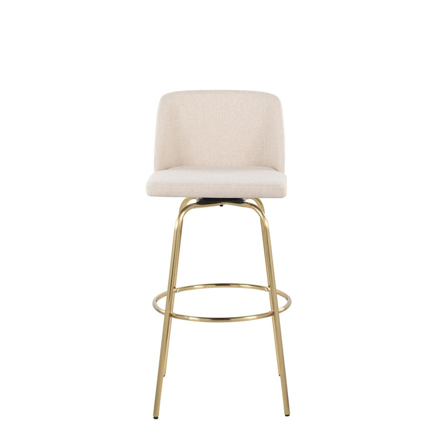 LumiSource Toriano 39in Barstool Set of 2 | Contemporary Cream Fabric and Gold Metal | Kitchen Island & Bar Seating | Model B30-TRNO-CLARZG2AUNCR2
