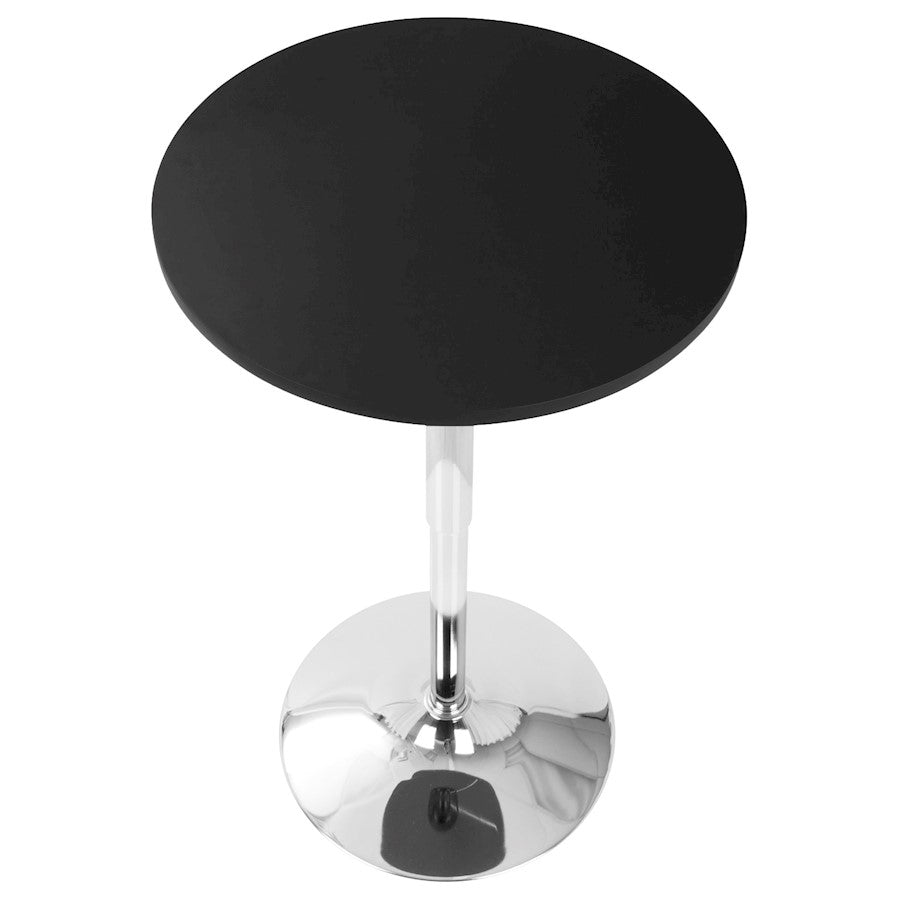 LumiSource Adjustable 24in Bar Table | Contemporary Black MDF Top and Chrome Base | Kitchen Counter & Home Bar Table | Model BT-ADJ23TWBK