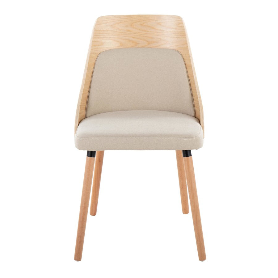 LumiSource Anabelle Dining Chair Set of 2 | Natural Wood & Cream Fabric | Mid-Century Modern Dining Room | Model CH-ANBEL1NACR2