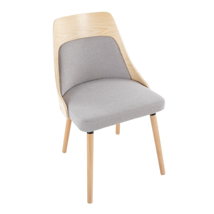 LumiSource Anabelle Dining Chair Set of 2 | Natural Wood & Grey Fabric | Mid-Century Modern Dining Room | Model CH-ANBEL1NAGY2