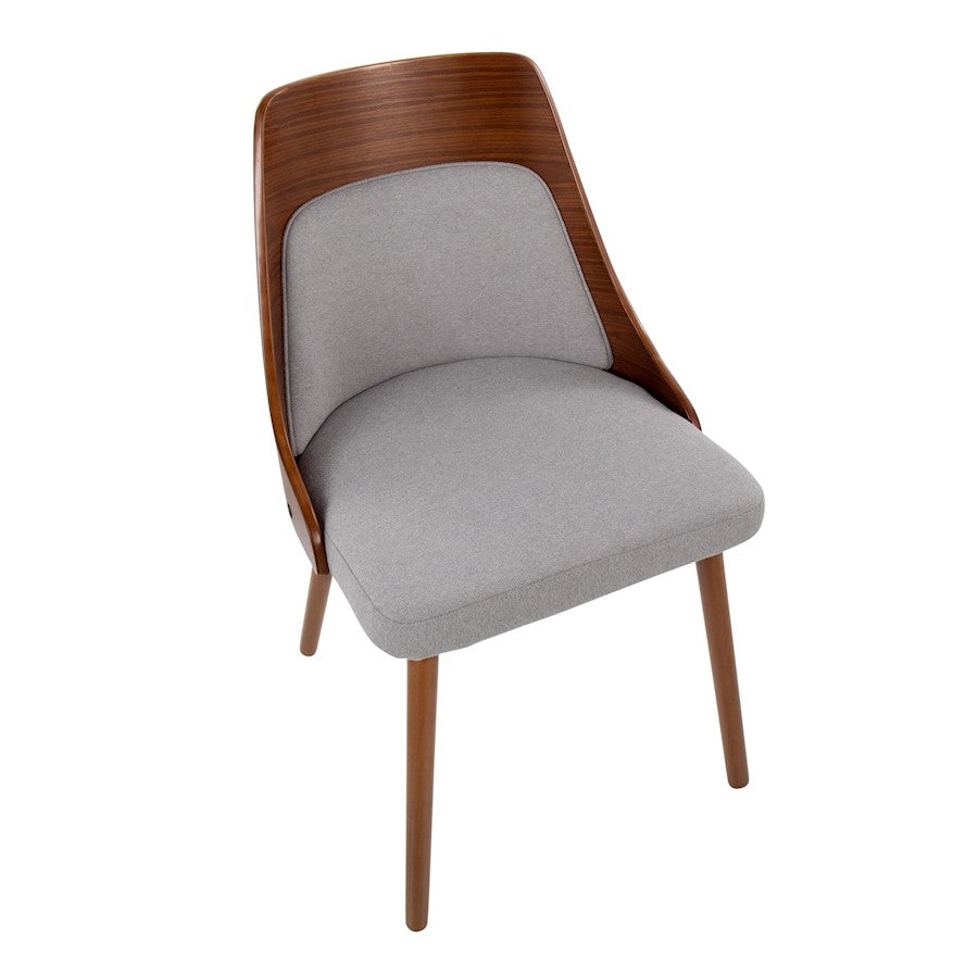 LumiSource Anabelle Dining Chair Set of 2 | Walnut Wood & Grey Fabric | Mid-Century Modern Dining Room | Model CH-ANBEL1WLGY2