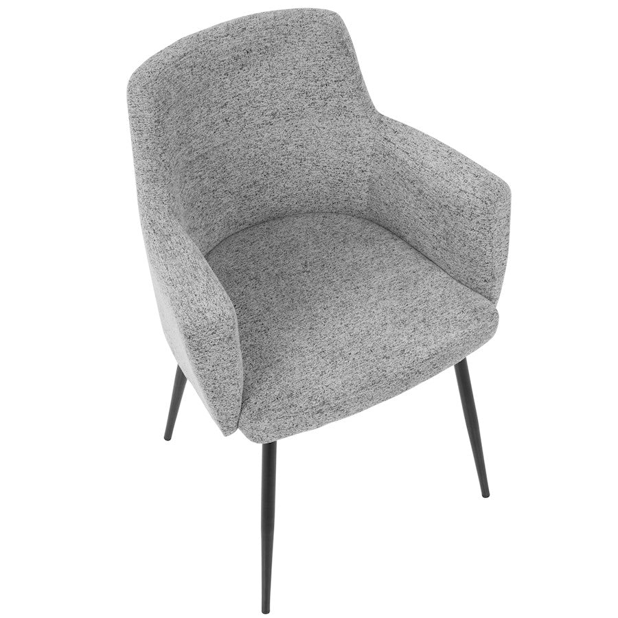 LumiSource Andrew Dining Chair (Set of 2) | Contemporary Grey Fabric and Black Metal | Kitchen & Dining Room Seating | Model CH-ANDRWBK-GY2