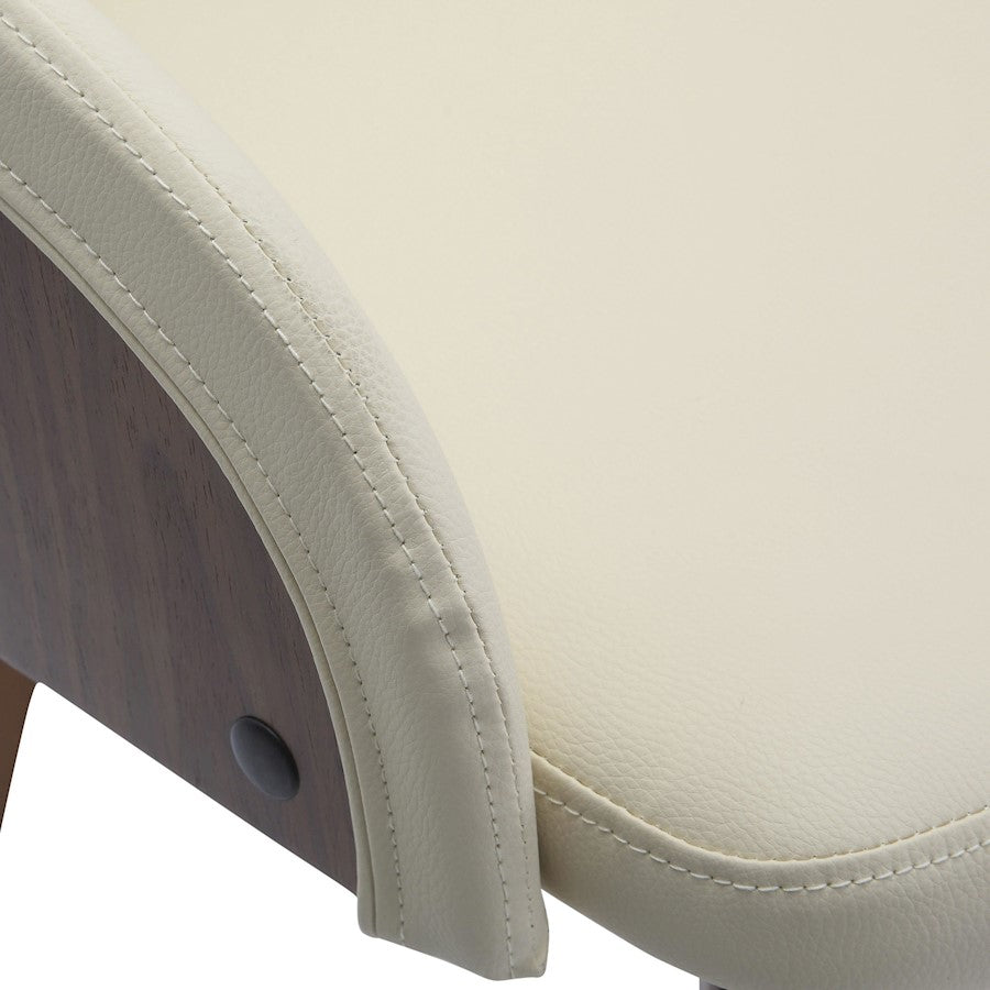 LumiSource Bacci Dining Chair | Mid-Century Walnut Wood and Cream PU Leather | Dining Room & Living Room Accent | Model CH-BCCIWLPUCR