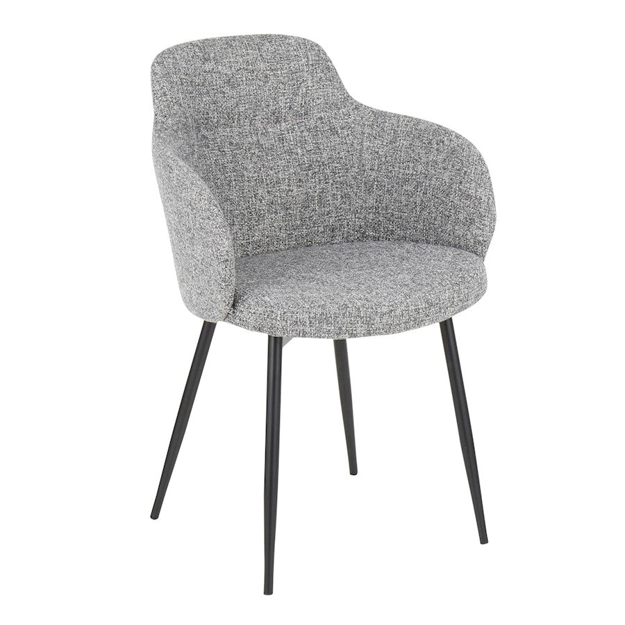 LumiSource Boyne Chair | Black Metal and Grey Noise Fabric | Dining Room & Accent Seating | 22 x 22 x 33 in | Model CH-BOYNEBKDGY
