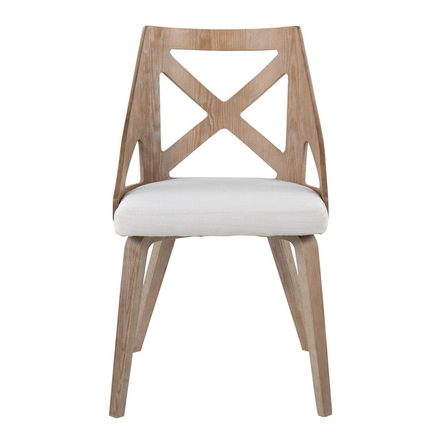 LumiSource Charlotte Chair Set of 2 | White Washed Wood & Cream Noise Fabric | Dining Room & Kitchen Seating | Model CH-CHARLOTWWCR2