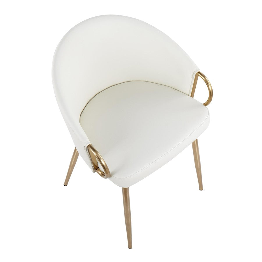 LumiSource Claire Chair Set of 2 | Gold Metal and White PU Faux Leather | Dining Room & Living Room Accent Chairs | Model CH-CLAIREPU2AUW2