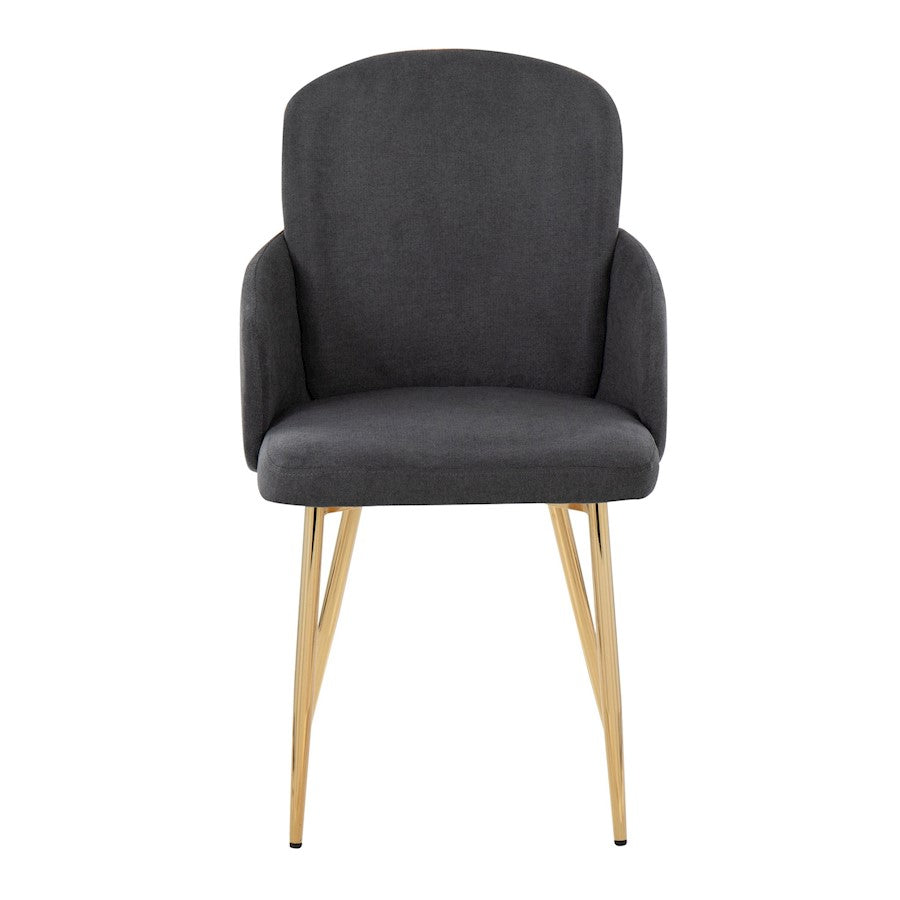 LumiSource Dahlia Dining Chair Set of 2 | Contemporary Gold Metal and Grey Fabric | Dining Room & Kitchen Seating | Model CH-DAHLIA2AUFGY2