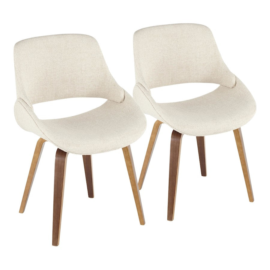 LumiSource Fabrizzi Dining/Accent Chair Set of 2 | Mid-Century Walnut Wood and Cream Fabric | Dining Room & Living Room | Model CH-FBCONLWL-CR2