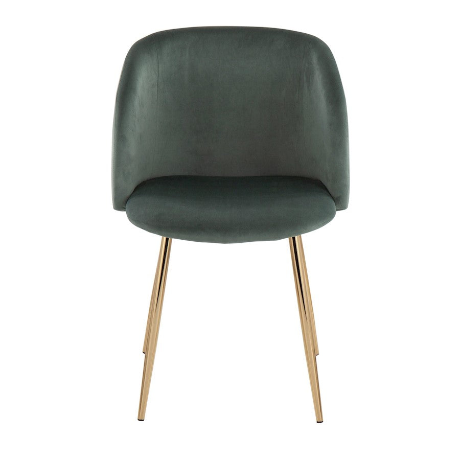 LumiSource Fran Chair Set of 2 | Gold Metal and Sage Green Velvet | Dining Room & Accent Seating | Model CH-FRANAUVLGN2