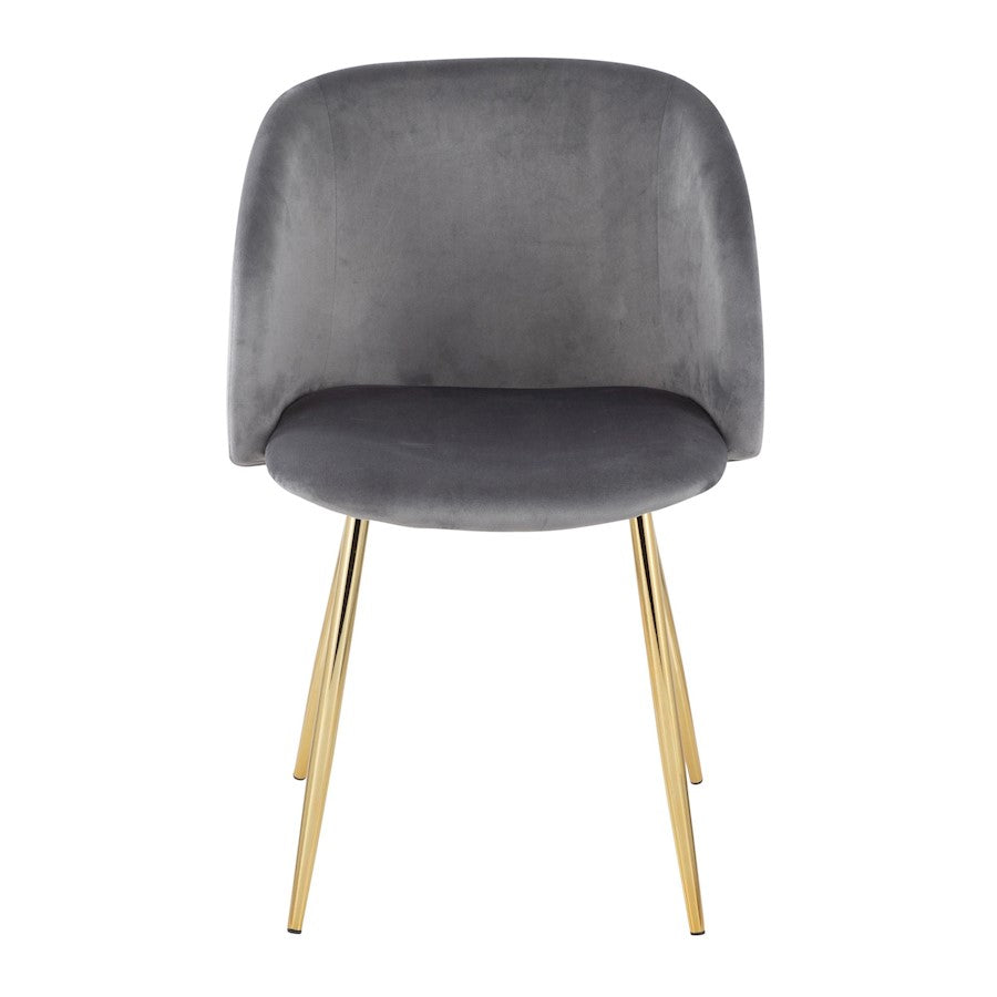 LumiSource Fran Chair Set of 2 | Gold Steel and Silver Velvet | Dining Room & Accent Seating | 21 x 23 x 32 in, Seat H 18.5 in | Model CH-FRANAUVSV2