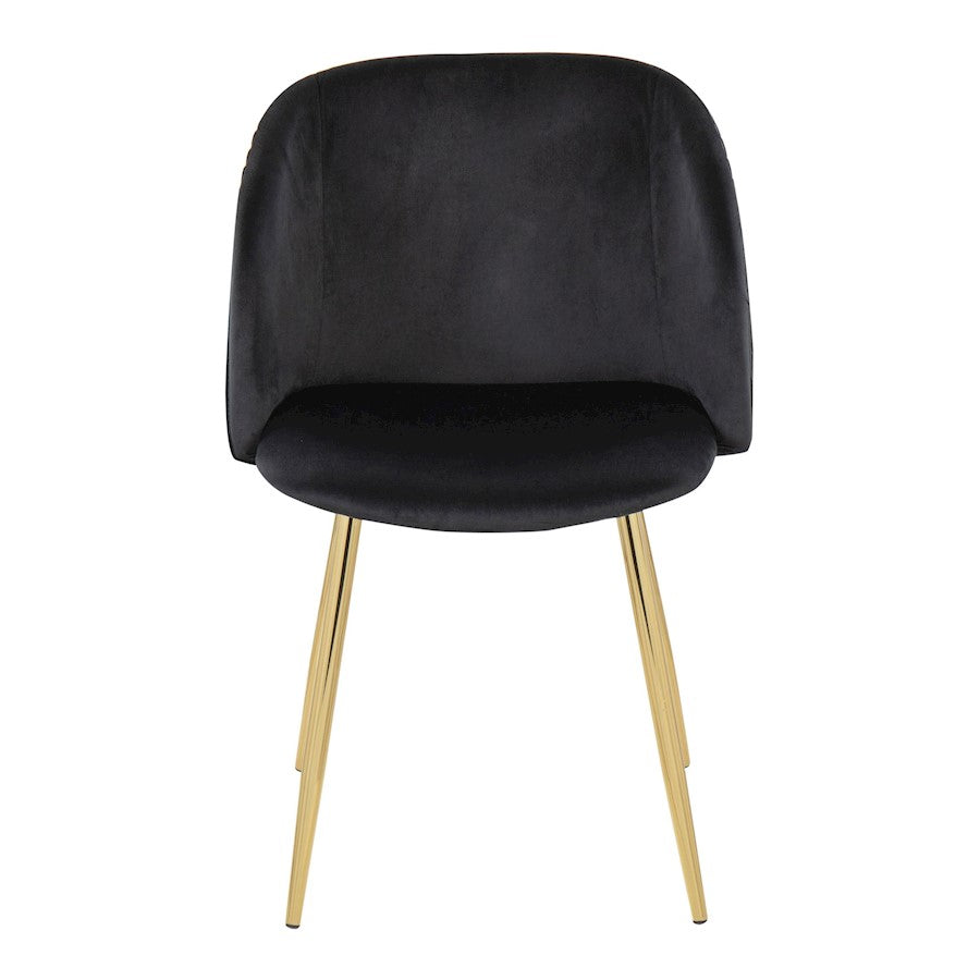 LumiSource Fran Pleated Chair Set of 2 | Gold Metal and Black Velvet | Dining Room & Living Room Accent | 23 x 21 x 32 in | Model CH-FRANPLTAUVBK2