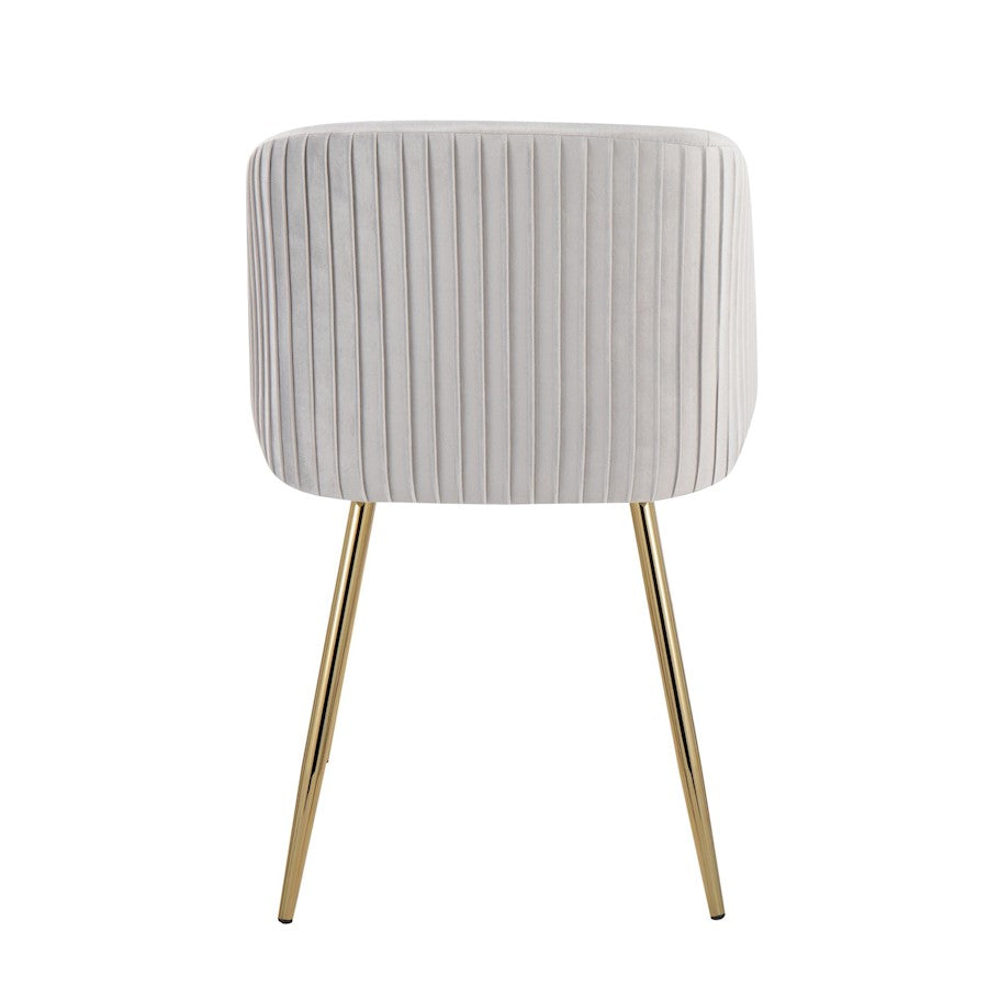 LumiSource Fran Pleated Chair Set of 2 | Gold Metal and Silver Velvet | Dining Room & Living Room Accent | 23 x 21 x 32 in | Model CH-FRANPLTAUVSV2
