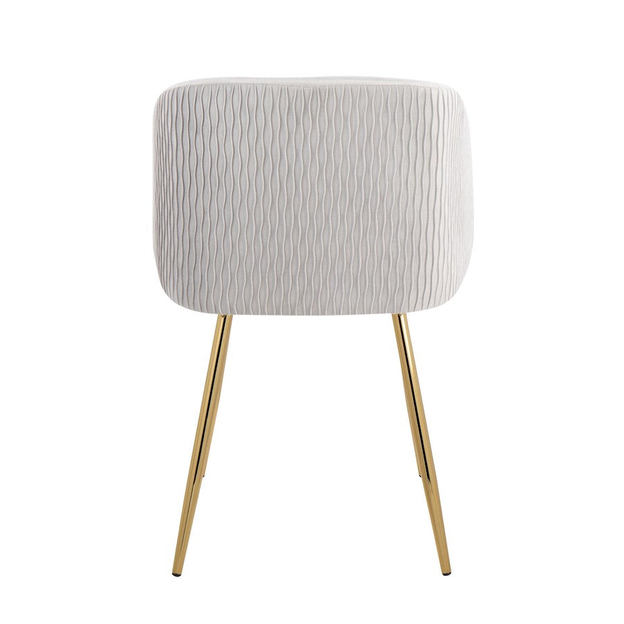 LumiSource Fran Pleated Waves Chair Set of 2 | Gold Metal and Silver Velvet | Dining Room & Living Room Accent | Model CH-FRANPLTWVAUVSV2