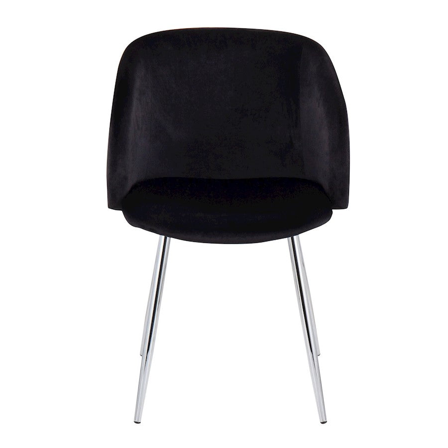 LumiSource Fran Chair Set of 2 | Chrome and Black Velvet | Dining Room & Living Room Accent | 23 x 21 x 32 in, Seat H 18.5 in | Model CH-FRANVBK2