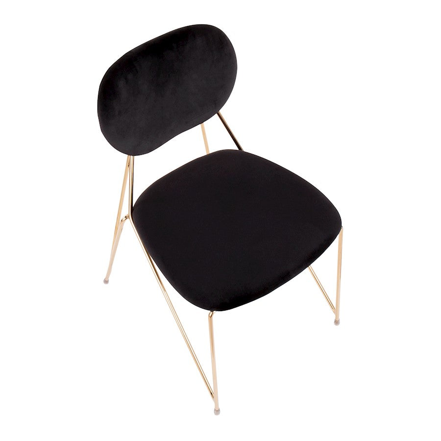 LumiSource Gwen Chair Set of 2 | Glam Gold Metal & Black Velvet | Casual Dining & Accent Chairs | 22.25 x 18.75 x 32.25 in | Model CH-GWENAU-BK2