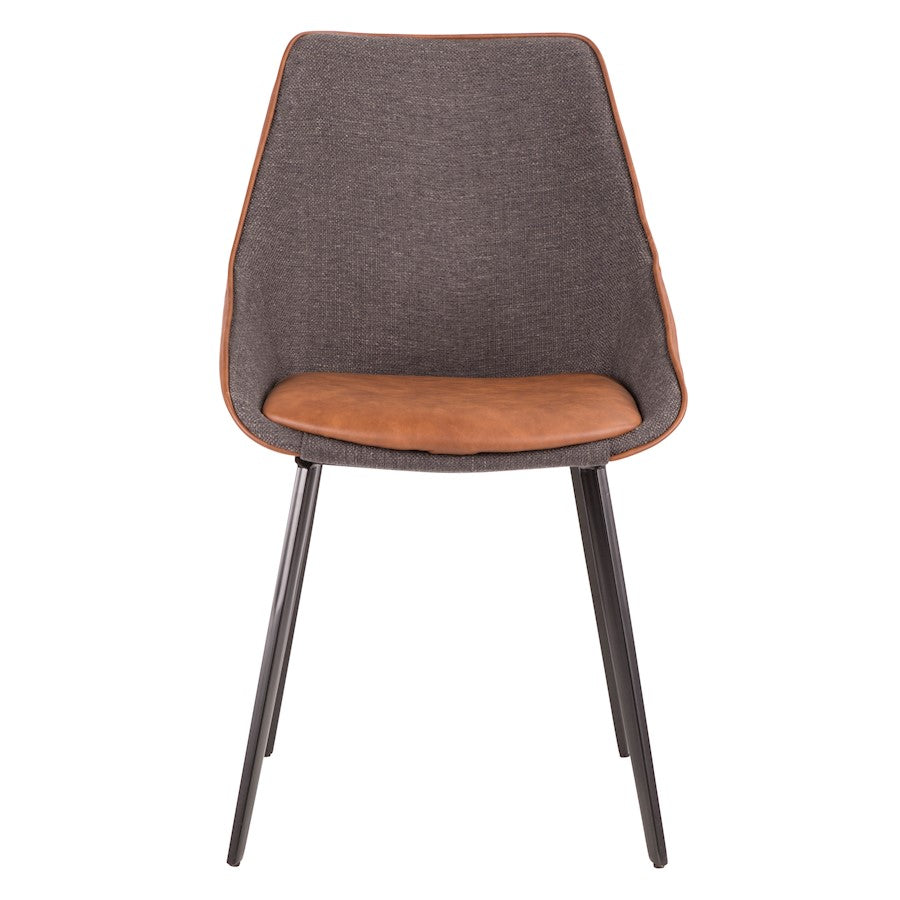 LumiSource Marche Two-Tone Chair Set of 2 | Brown PU and Grey Fabric with Black Metal Legs | Dining Room & Living Room Accent | Model CH-MARBK-BNGY2
